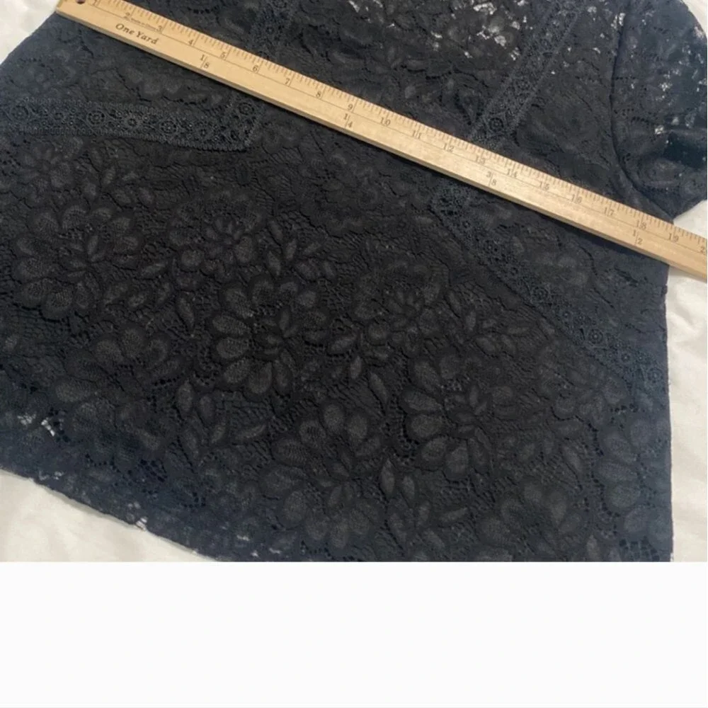 NWT Laundry by Shelli Segal Black Lace Collared Lined Top Women Size M - Picture 12 of 13